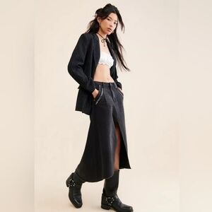 One Teaspoon X Free People Chain Midi Skirt Black Grunge Gothic Biker Size 25